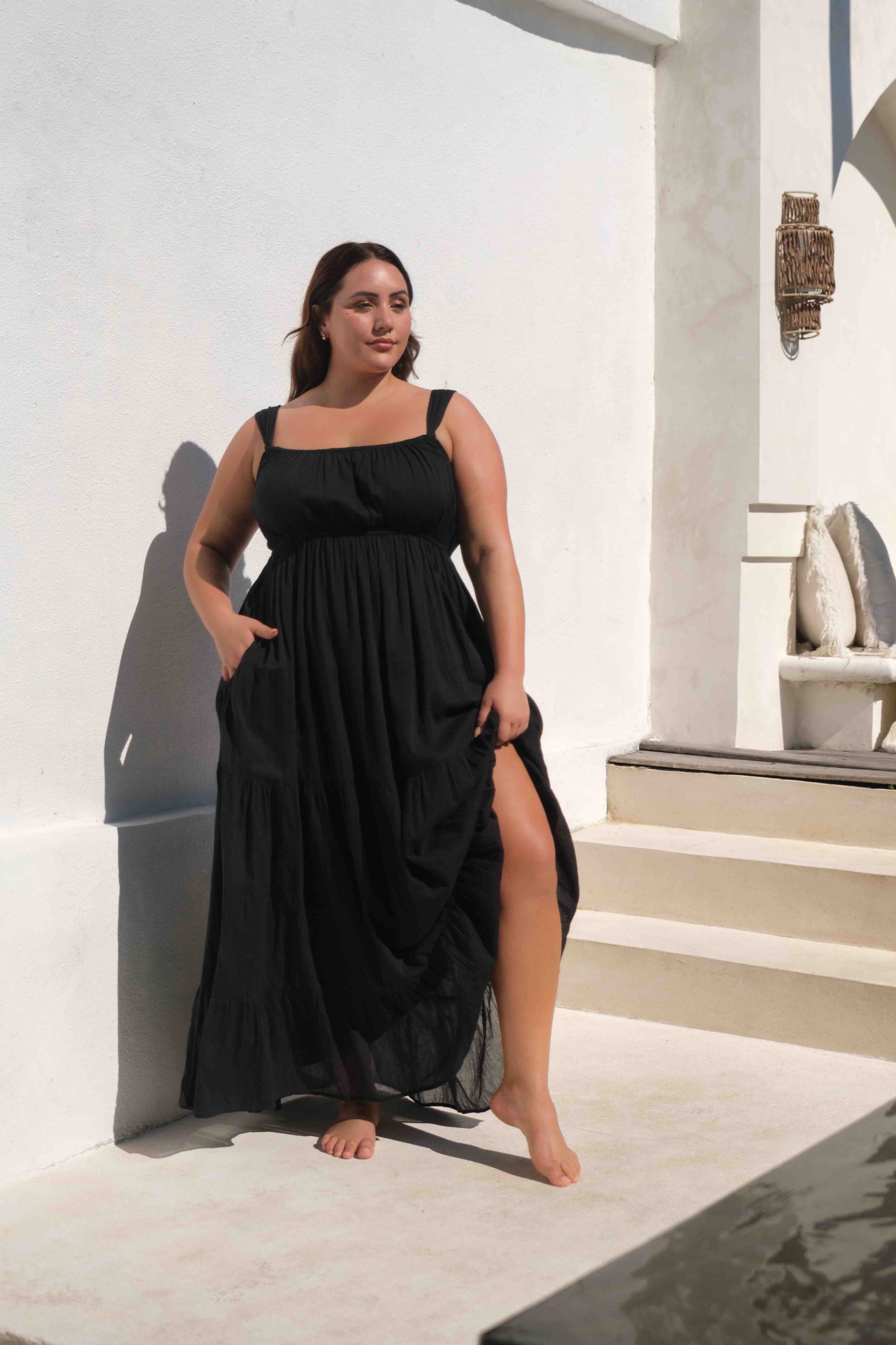 Black Maxi Dress With Pockets | Artesands image 0