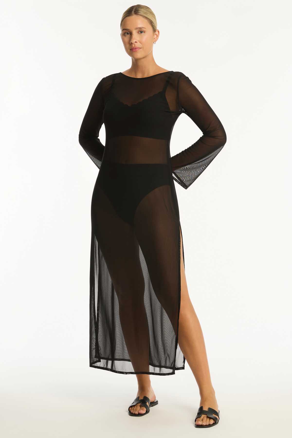 Long Sleeve Mesh Cover Up Dress | Sea Level Australia image 2
