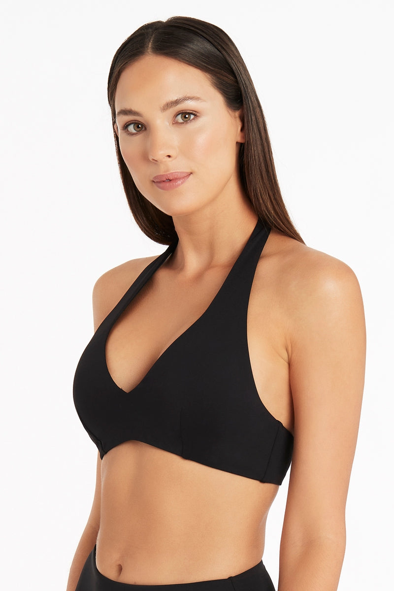 Black Halter Bikini Top | Sea Level Australia image 1