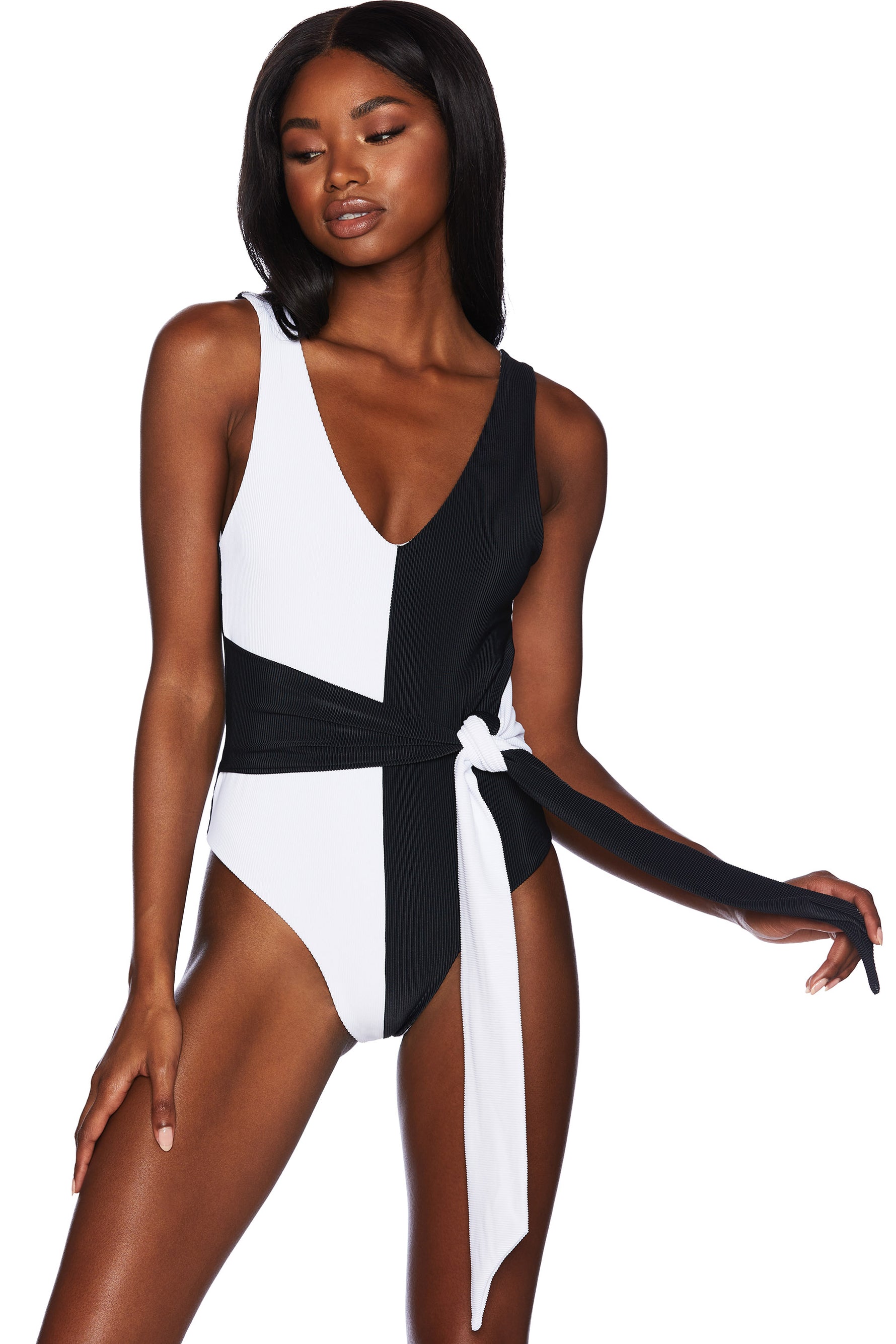 Black and White One Piece Swimsuit | Beach Riot image 0