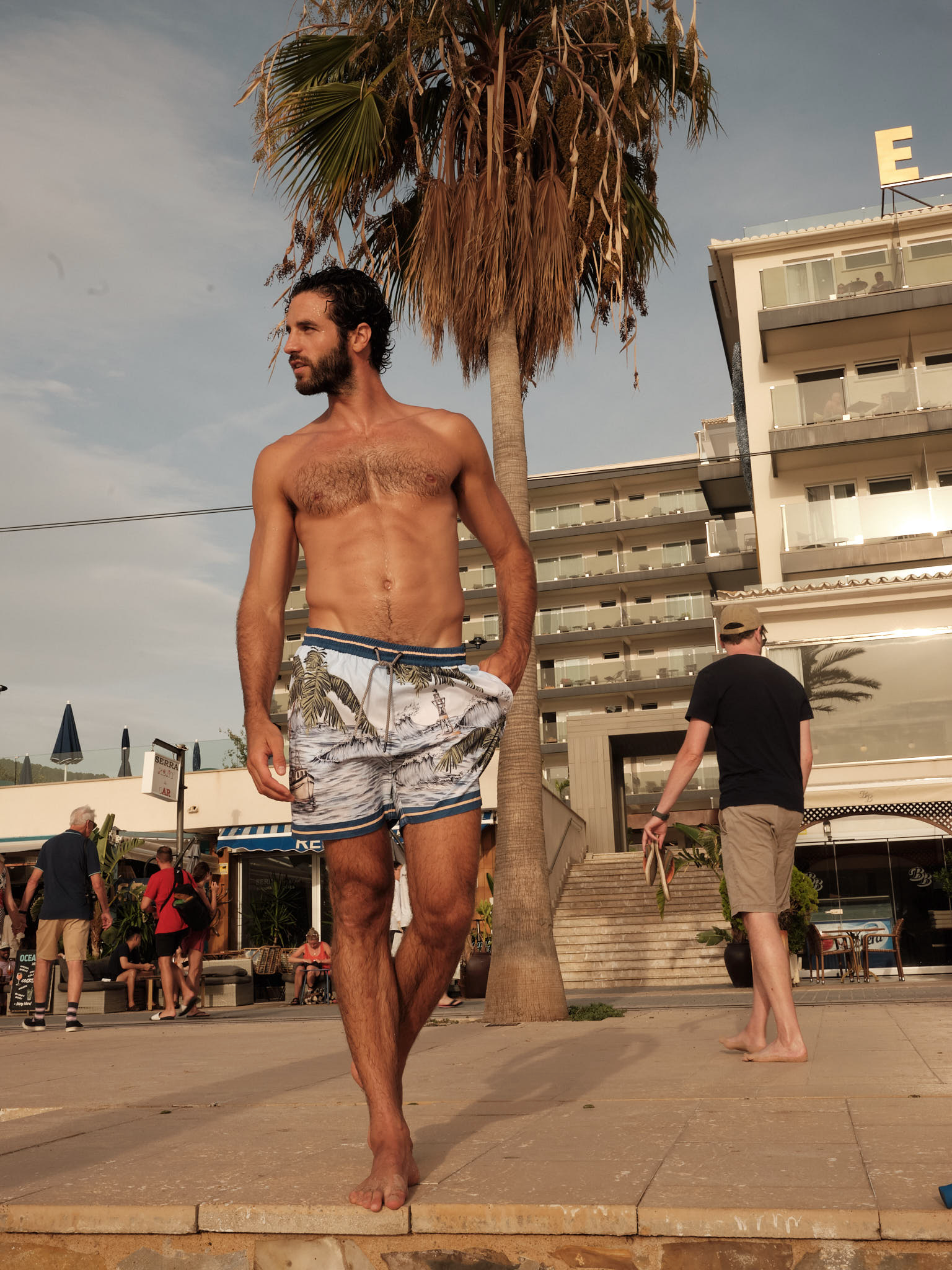 Blue and White Swim Shorts | Agua Bendita image 0