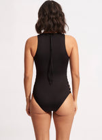 Black High Neck One Piece Swimsuit Sustainable | Seafolly Swimwear image 4