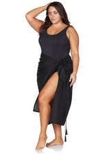 Long Black Sarong Packable | Artesands image 0