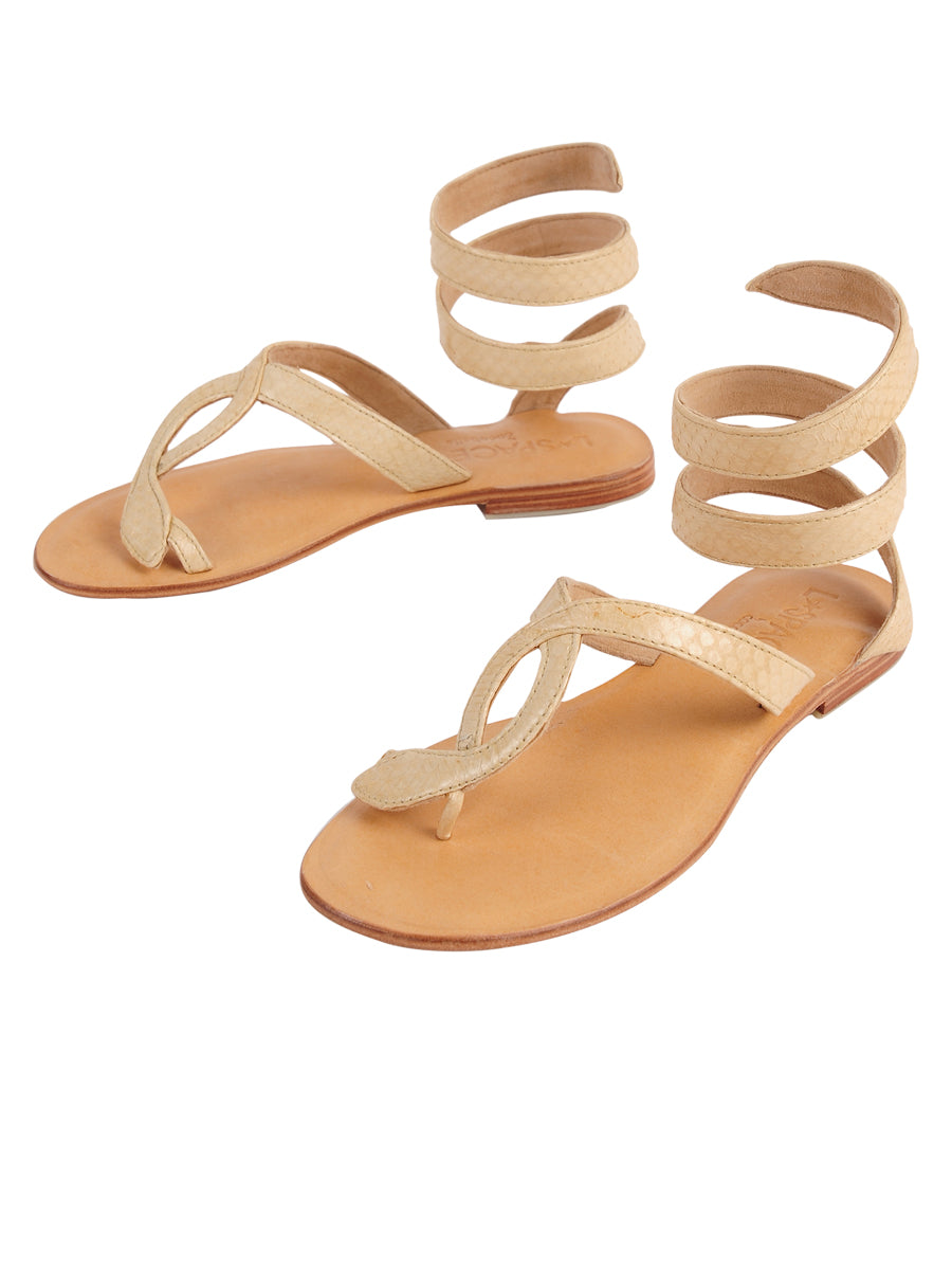 L Space Leather Snake Wrap Sandal | Cocobelle image 0