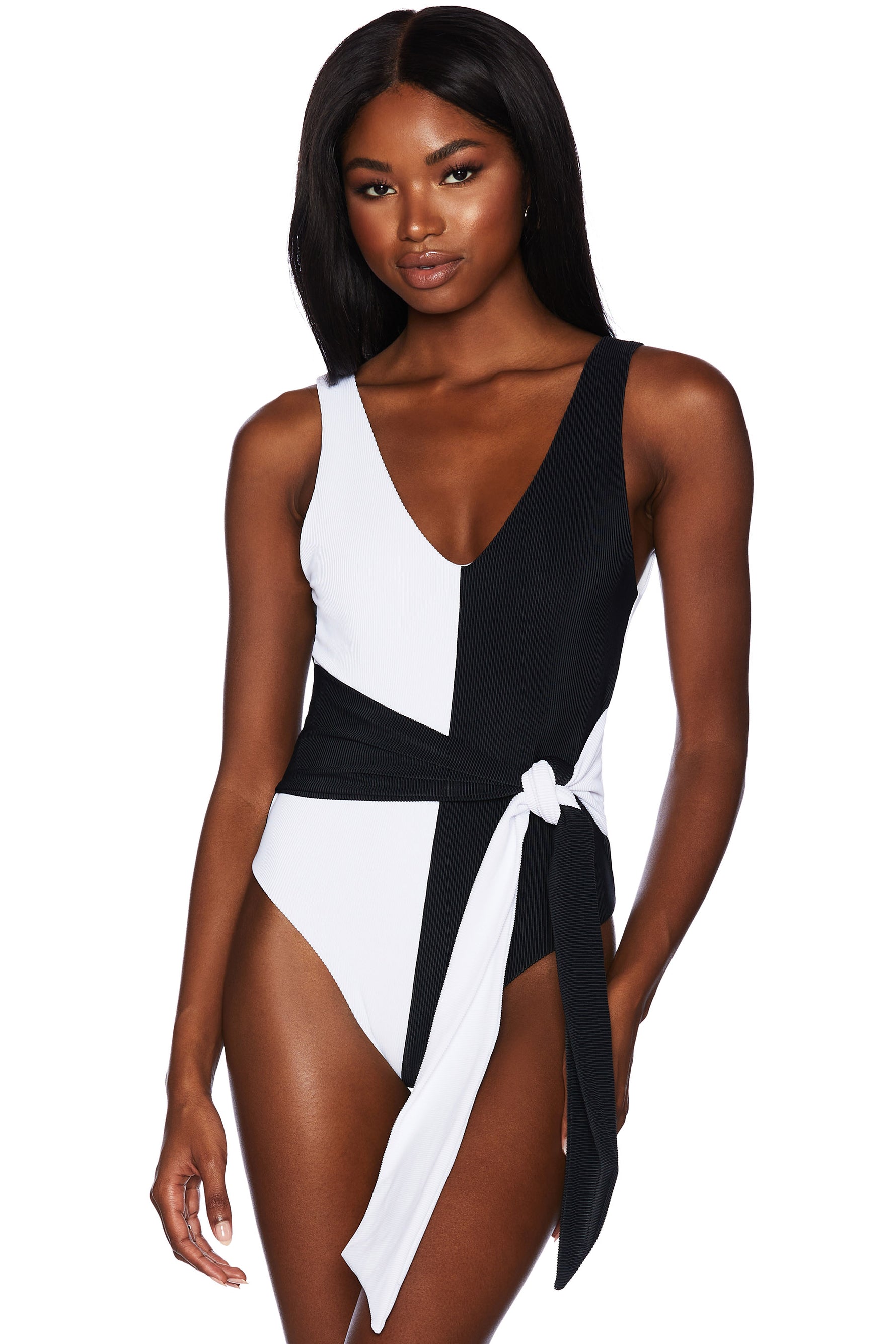 Black and White One Piece Swimsuit | Beach Riot image 1