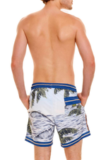 Blue and White Swim Shorts | Agua Bendita image 4