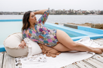 Colorful One Piece Swimsuit Half Sleeve | Artesands image 1