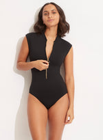 Zip Front Swimsuit Sustainable | Seafolly Swimwear image 1