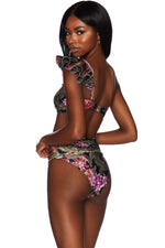 One Shoulder Ruffle Swimsuit Top Tropical | Beach Riot image 3