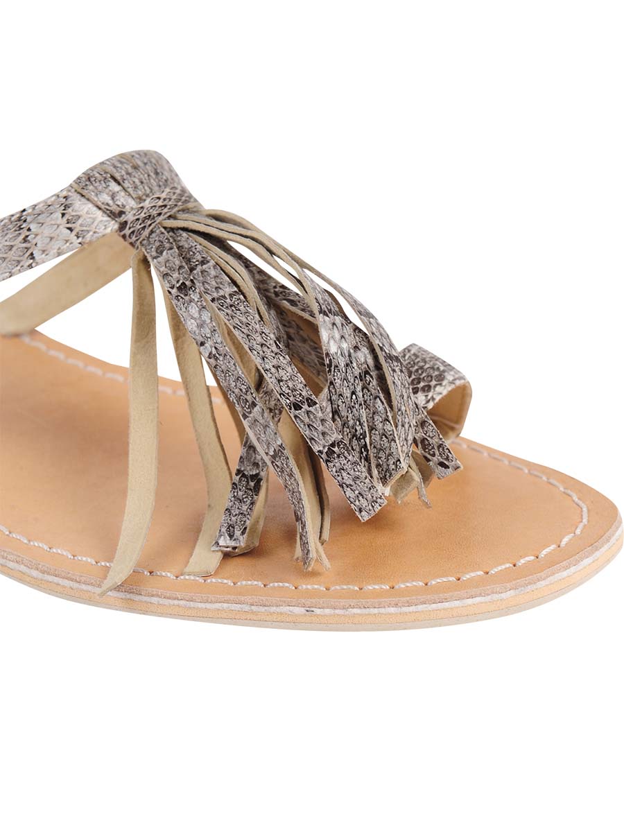 L Space Leather Fringe Sandal | Cocobelle image 0