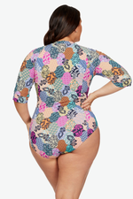 Colorful One Piece Swimsuit Half Sleeve | Artesands image 6