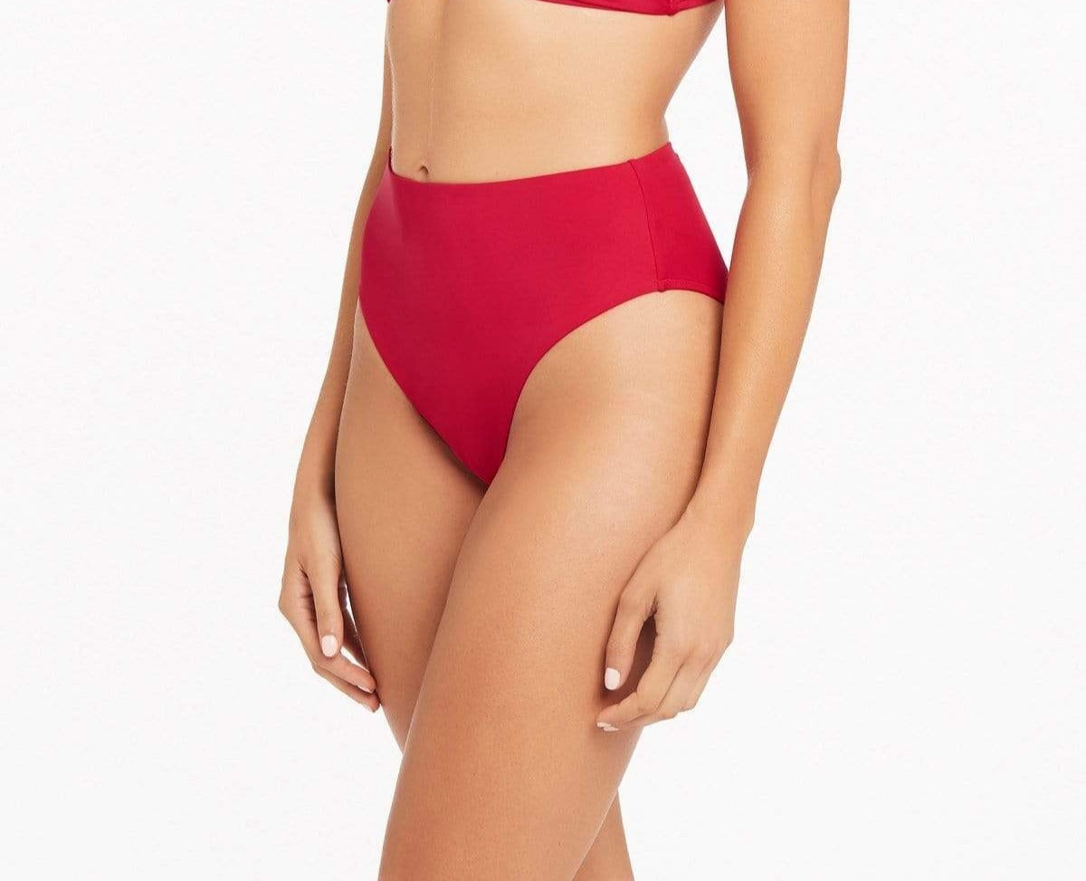 Bikini Bottoms High Waisted | Sea Level Australia Bikini good quality Tummy Control cute sexy buy online designer swimwear expensive vacation swimsuits women best bikini bottoms hide belly compression swimwear red high leg sophisticated stylish fashionable best online buy best mom bikinis canada usa fast shipping boutique swim ladies website full bottoms fashionable high cut leg slimming flattering luxury chic elegant fancy hide belly pooch mom best quality swimsuits ladies confident bikini red bright   
