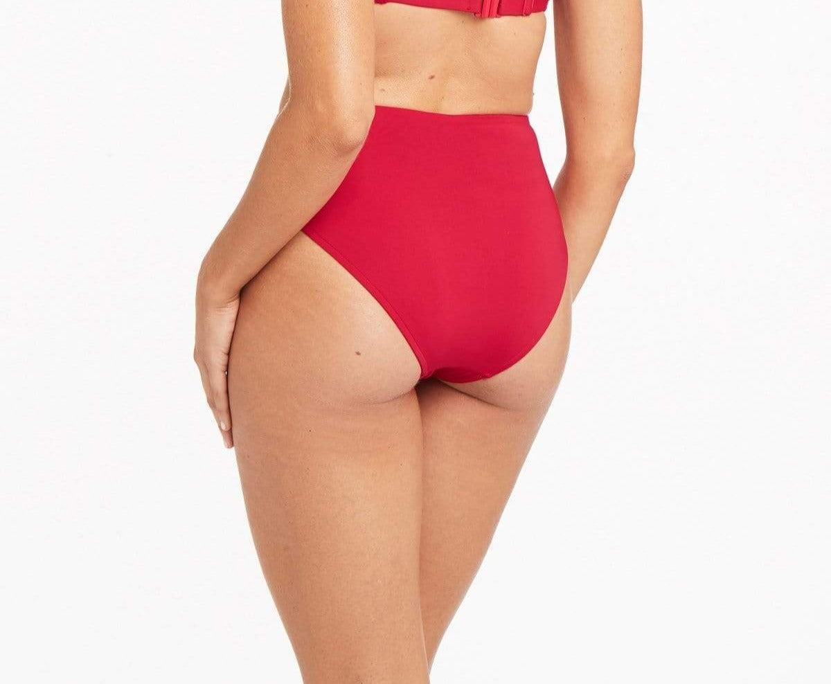 Bikini Bottoms High Waisted | Sea Level Australia Bikini good quality Tummy Control cute sexy buy online designer swimwear expensive brand name swimsuits women best bikini bottoms hide belly compression swimwear red high leg sophisticated stylish fashionable best online buy best mom bikinis canada usa fast shipping boutique swim ladies website full bottoms fashionable high cut leg slimming flattering luxury chic elegant fancy mix and match order best quality swimsuits ladies confident bikini red bright   