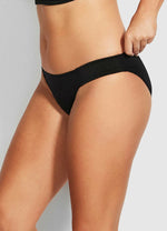 Black Bikini Bottoms Full Coverage Seafolly quilted sides low rise classy sophisticated high end designer bikini bottoms highly rated buy online Oregon stylish good quality fabric top quality fashionista beauty maven online shopping enthusiast purchases luxury fashion online frequently travels to beach destinations and resort hotels vacation regularly black bottoms side detail unique edgy fancy elegant bralette bikini top quilted band bralette bikini set lux pretty sexy v sporty rocker glam vibe durable 