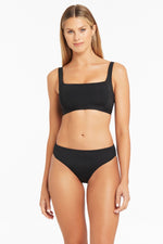 Black High Leg Bikini Bottoms Sustainable Sea Level Australia buy Essentials hottest compression luxurious shapewear swimsuit SL4216ECO mid rise pant full coverage bottoms elegant tummy control fashionable sophisticated designer mid waist good mom swimsuit high end great quality flattering glamorous upscale flattens tummy bulge eco friendly sexy classy chic good reputable swimwear company buy online usa canada delaware expensive bougie boutique brand name purchase frequently shopping website high quality