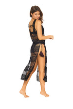 black Lace beach cover up Dress Beachwear PQ Swim luxury designer fancy elegant glamorous sheer see through best quality luxe beach cover ups