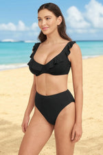 Black Underwire Bikini Top Sustainable | Sea Level Australia Essentials F cup frill underwire bra best swimsuits for mom flattering bikini supportive frilly classy sophisticated lifted chest vacation bra bikini top sagging bust good quality high end luxury designer sexy swimsuits online shopper enthusiasts purchaser boutique elegant glamorous chic bougie cute flattering fashionable ruffle bra bikini top beautiful attractive top rated website canada celebrity style exquisite stylish premium sophisticated lux