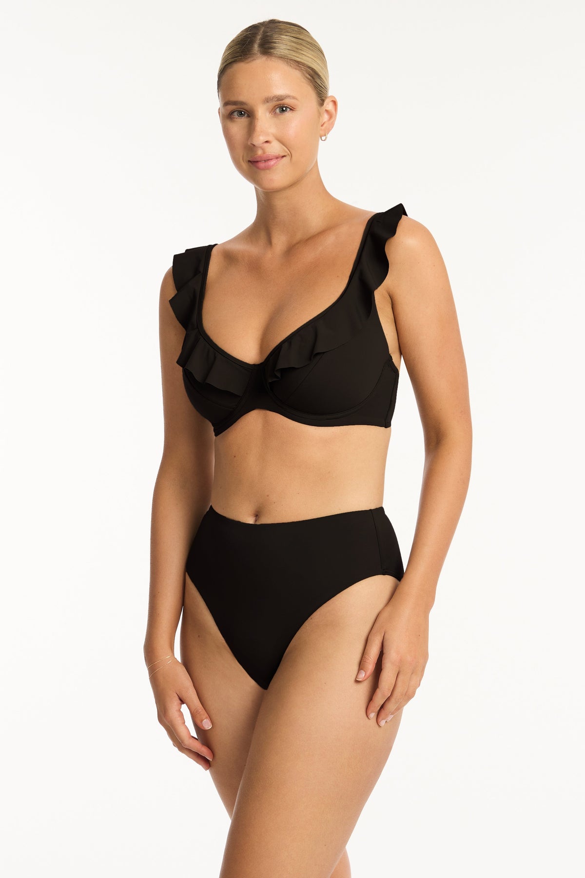Black Underwire Bikini Top Sustainable | Sea Level Australia Essentials F cup frill underwire bra best swimsuits for mom flattering bikini supportive frilly classy sophisticated lifted chest vacation bra bikini top sagging bust supportive luxury designer sexy swimsuits online shopper enthusiasts purchaser boutique elegant glamorous chic bougie cute flattering fashionable ruffle bra bikini top beautiful attractive top rated website canada celebrity style exquisite stylish premium sophisticated high end swim 