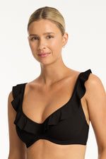 Black Underwire Bikini Top Sustainable | Sea Level Australia Essentials F cup frill underwire bra best swimsuits for mom flattering bikini supportive frilly classy smart and sexy lifted chest vacation bra bikini top sagging bust supportive luxury designer sexy swimsuits online shopper enthusiasts purchaser boutique elegant glamorous chic bougie cute flattering fashionable ruffle bra bikini top beautiful attractive top rated website canada celebrity style exquisite stylish premium sophisticated high end Ecup
