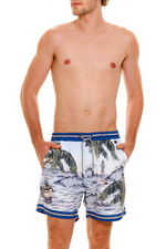Blue and White Swim Shorts Agua Bendita Joe Kai quality nautical mens swimwear online louisville kentucky usa gay swimwear XL buy stylish swim trunks online canada usa luxury high end expensive unique yacht vacation buy blue and white swim shorts unique mens swim shorts upscale designer luxury mens swimwear fashionable gay guys swim trunks hottest sophisticated hot beach vacation buy online oceanic scene print fishermans search and rescue crewman sportsman sailor boating best quality swim shorts 4.5 inseam 