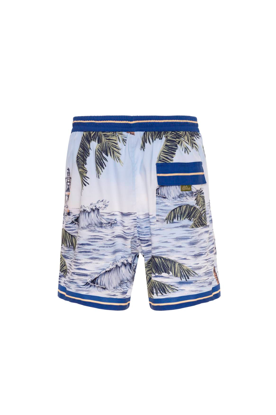 Blue and White Swim Shorts | Agua Bendita buy blue and white swim shorts dude swim shorts Joe Kai Mens Trunks unique mens swim shorts upscale designer luxury mens swimwear ocean print palm trees super cool guys swim trunks blue italian stylish luxurious expensive nautical theme fisherman sportsman sailor boating enthusiast online shopping purchases frequently luxury high end fashionable dapper sophisticated travel buff lighthouse printed palm trees ocean scene waves search and rescue team boat operator sexy