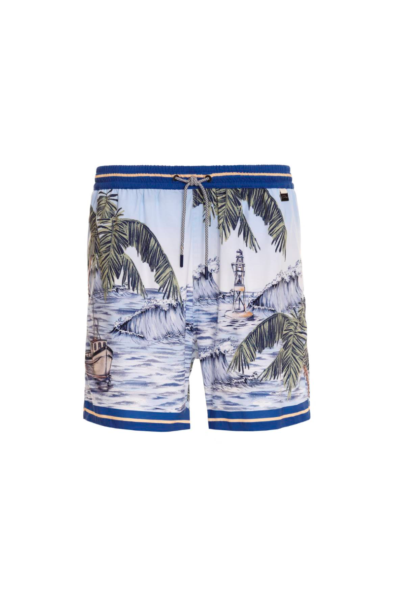 Blue and White Swim Shorts Agua Bendita italian look swim trunks buy online  canada usa fast shipping toronto michigan beach vacation  Joe Kai Mens blue and white swim shorts best quality designer palm tree swim trunks denver colorado usa luxury palm tree print unique cool dudes swim trunks hot men unique shorts guys buys luxury goods online frequently travel buff shopper Trunks cool designer high end luxury stylish sexy best quality gay swimwear fancy fishermans swim shorts canada usa quality nautical mens
