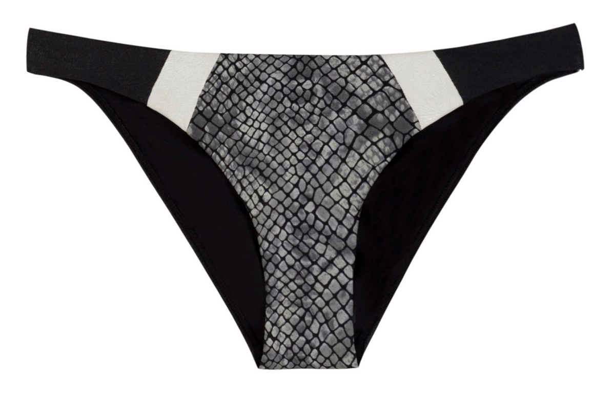 Boa Color Block Snake Print Bikini Bottoms PQ Swim affordable luxury swimsuits shimmer glitter designer swimwear discount usa