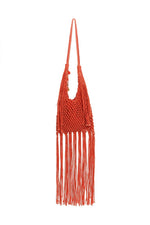 Macrame Beach Bag | Agua Bendita Caddy Vita vintage look luxury handmade high end trendy cool designer crochet stylish cute best pool bag orange stylish hippy look expensive retro vintage 70s