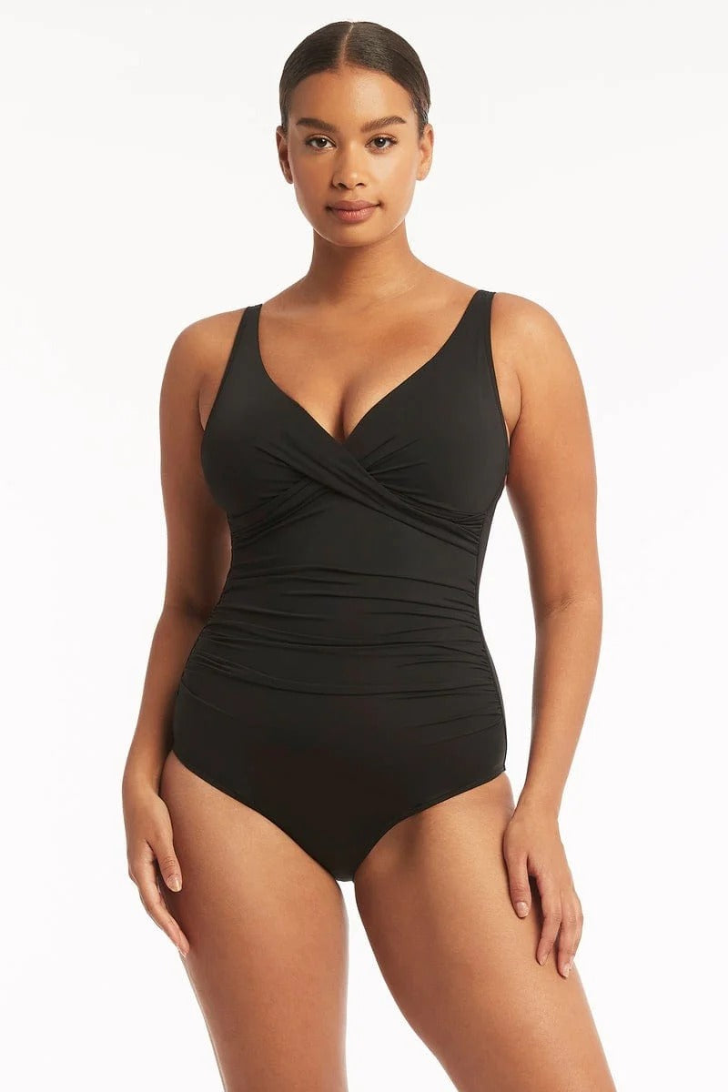 Compression One Piece Swimsuit Sustainable Sea Level Australia sexy designer swimwear online USA pretty mom swimsuit luxury high quality tummy control full bottoms elegant beautiful glamorous cleavage luxurious look ladies fancy celebrity swimsuit stylish fashionable sophisticated feminine flattering wealthy looking expensive well made reputable online swimwear highly rated good cleavage bathing suit hides belly pooch ruched front slimming waist cinching gorgeous high end single ladies supportive boob lift 