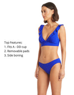 Frilly Bikini Top Cobalt Sustainable Sea Level Australia essentials eco frill bra top good small bust mom luxury ruffle sexy longline adjustable straps padded pretty elegant bright blue royal sustainable canada online buy quality stylish unique fancy vacation beach glamorous Caribbean bahamas fashionable premium maillot de bain savvy travels frequently purchases often flattering A cup swim expensive hot designer B cup good boobs chic upscale socialite rich looking where to buy quality swim online canada usa