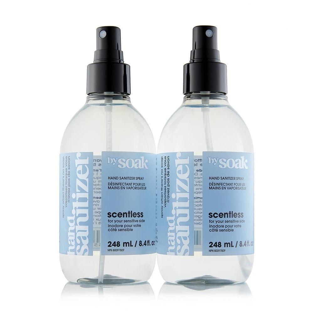 Hand Sanitizer Spray 248 ml | Soak this hand sanitizer spray antiseptic skin cleanser contains 62% ethanol excellent substitute handwashing 8.4 fl oz  248ml hand sanitizer spray bottle non-drying contains hydrating aloe leaf juice scentless hand sanitizer spray meets Health canada standards 