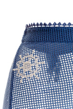 Mesh Cover Up set Skirt Blue | Agua Bendita cyprus kai skirt sexy unusual designer made nautical mermaid blue beach cover up set crop top long skirt see through influencer style Mesh Cover Up Skirt Blue Agua Bendita cyprus kai skirt sexy unusual designer made nautical mermaid blue beach cover up skirt yacht vacation cruising fashionable