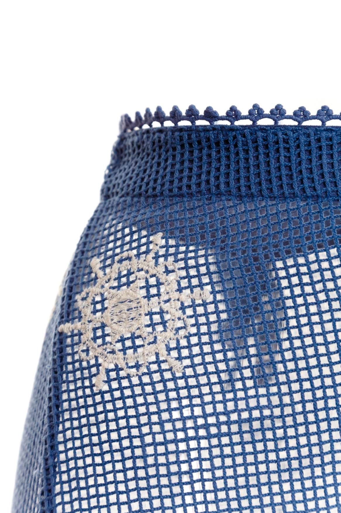 Mesh Cover Up set Skirt Blue | Agua Bendita cyprus kai skirt sexy unusual designer made nautical mermaid blue beach cover up set crop top long skirt see through influencer style Mesh Cover Up Skirt Blue Agua Bendita cyprus kai skirt sexy unusual designer made nautical mermaid blue beach cover up skirt yacht vacation cruising fashionable