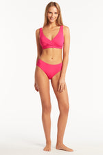 Mid Rise Full Coverage Bikini Bottoms Hot Pink Sustainable Sea Level Australia Mid Waist Tummy Control Swim Bottoms eco friendly cute sexy pretty hot bikinis online  swimwear good quality best swimsuits fancy bikini bottoms hide belly pooch compression swimwear vacation mom stylish fashionable online good quality swimsuits canada order top rated website sun vixen swimwear good reviews full coverage bottoms classy sexy elegant chic celebrity mix match beautiful high end glamorous fast shipping expensive luxe
