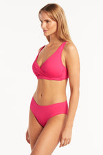 Mid Rise Full Coverage Bikini Bottoms Hot Pink Sustainable Sea Level Australia Mid Waist Tummy Control Swim Bottoms eco friendly cute sexy pretty hot bikinis online  swimwear good quality best swimsuits fancy bikini bottoms hide belly pooch compression swimwear vacation mom stylish fashionable online good quality swimsuits canada order top rated website womens brand name good reviews full coverage bottoms classy sexy elegant chic celebrity mix match beautiful high end glamorous fast shipping expensive luxe