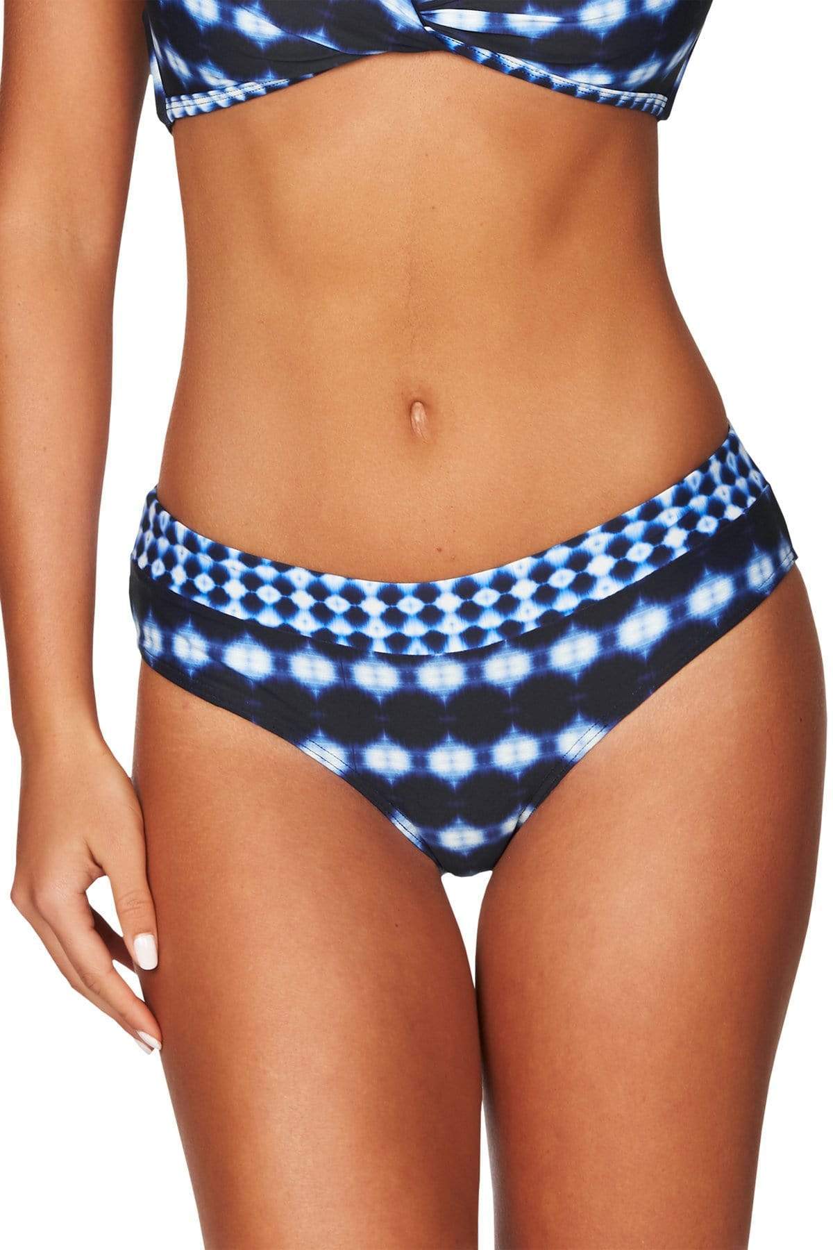 Navy Bikini Bottoms Bandhani | Sea Level Australia Discounted high end swim bottoms cute navy geometric pattern glamor swimwear online vacation swimsuits pretty bikini bottoms blue and white clearance swimwear ladies website stylish fancy goes with anything mix and match bikini bottoms best resort bikinis for less buy order online USA Canada top rated stylish fancy elegant sophisticated glamor bathing suits marked down tummy control full coverage bottoms shop online best price gorgeous stylish fancy cheap S