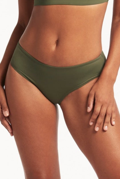 Olive Bikini Bottoms Sustainable | Sea Level Australia Mid Rise Tummy Control Swim Bottoms mid waist cute sexy pretty buy online designer swimwear good quality luxury swimsuits best bikini bottoms hide lower belly compression swimwear flattening stylish fashionable online buy good quality swimsuits canada buy canadian usa ships fast top rated website sun vixen swimwear good reviews full coverage bottoms hide belly pooch classy sexy mix match green swim bottoms khaki essentials eco friendly sustainable 