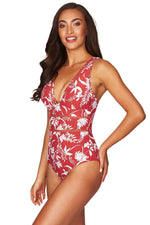 Red One Piece Swimsuit | Sea Level Australia high end floral Hawaiian print tummy control slim look one piece womens swimwear shaping pretty best sale designer cute one piece luxury good swimsuit mom vacation high end luxury fashionable Hawaiian print hides belly good cleavage swimsuit quality clearance Canada USA website highly rated buy online Mexico vacation swimwear getaway sun vixen swimwear beach resort wear smart and sexy st. tropez tropical print swimsuit high quality compression sale stylish aruba 