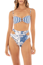 Reversible Bandeau High Waist Bikini Set | Agua Bendita Reversible Bandeau Bikini Top designer hot bikinis expensive buy carieli kai reversible high waist bikini bottoms hot instagram swimsuits XL L influencer best designer luxury swimsuits buy talia kai top reversible bandeau bikini top handmade instagram swimsuits XL L agua bendita best designer luxury swimsuits