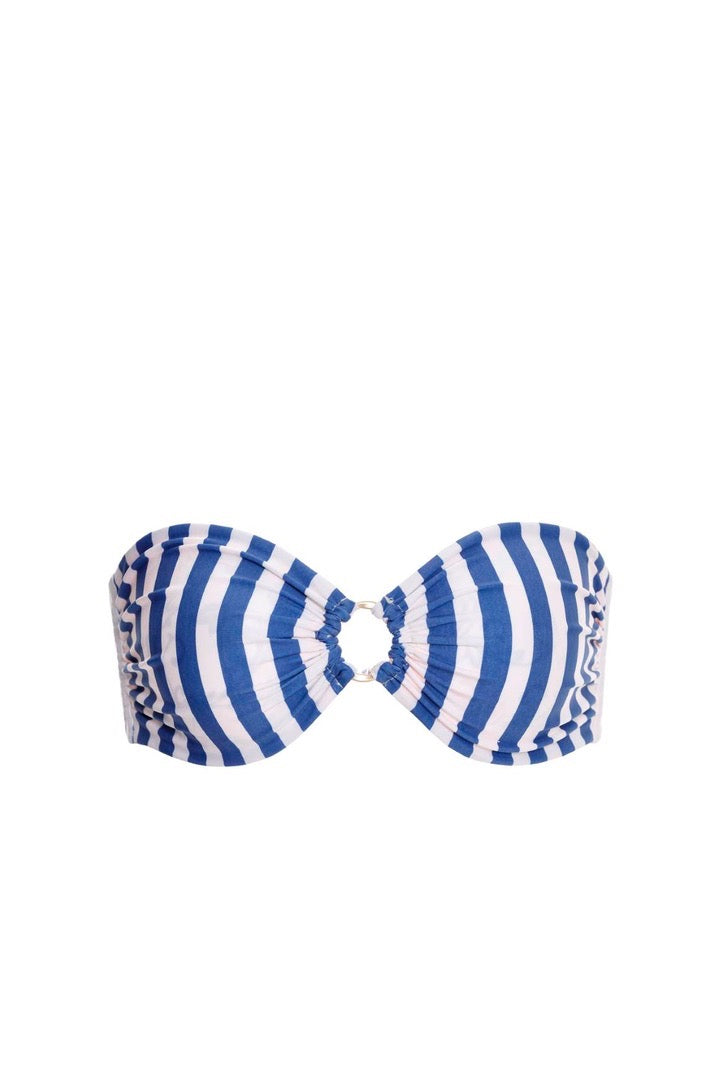 Reversible Bandeau High Waist Bikini Set | Agua Bendita Reversible Bandeau Bikini Top designer hot bikinis shop online quality agua bendita carieli kai reversible high waist bikini bottoms luxury color block floral swimsuits online usa canada M quality agua bendita talia kai top reversible bandeau bikini top high end luxury glamorous swimsuit tie back strapless bikini