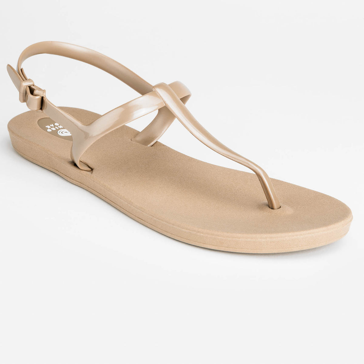 Sandals Journey designed by Third Oak metallic finish vegan cruelty free sturdy design made with bio based material 45% soy by weight 100% recyclable made in the USA eco friendly flats flip flops stylish shiny cute adjustable heel strap vacation good quality american made eco safe environmentally friendly best flats vacation open toe thongs good quality buy online clearance sale neutral color durable good travel beach shoes dressy cute pretty elegant goes with shorts dress up or down good carry on stylish 