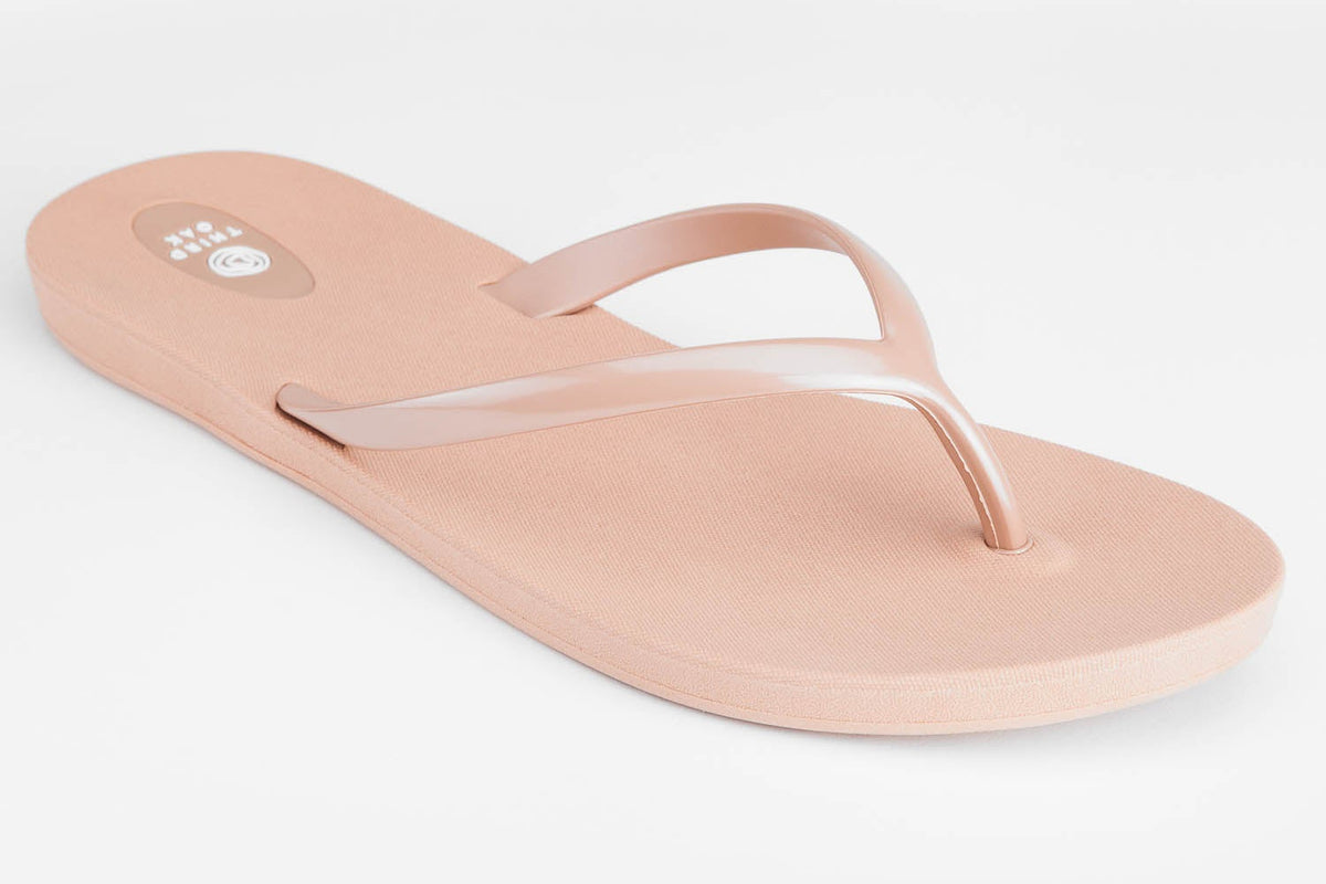 Sandals Scout Metallics Third Oak Sandals finish vegan cruelty free sturdy design made with bio based material 45% soy 100% recyclable made in the USA eco friendly flats flip flops stylish shiny cute clearance sale online vacation good quality american made eco safe environmentally friendly best flats vacation open toe thongs good quality buy online clearance sale neutral color light pink rose beach shoes dressy cute pretty elegant versatile neutral color goes with everything carry on casual glossy shiny