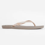 Sandals Scout Metallics Third Oak shimmer finish vegan cruelty free sturdy design made with bio based material 45% soy 100% recyclable made in the USA eco friendly flats flip flops stylish shiny cute great quality vacation good quality american made eco safe environmentally friendly best flats vacation open toe thongs good quality buy online clearance sale neutral color gold beige beach shoes dressy cute pretty elegant versatile dress up or down comfortable good travel carry on shimmer 