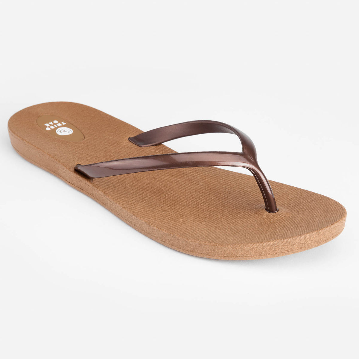 Sandals Scout Metallics Third Oak shimmer finish vegan cruelty free sturdy design made with bio based material 45% soy 100% recyclable made in the USA eco friendly flats flip flops stylish shiny cute clearance sale online vacation good quality american made eco safe environmentally friendly best flats vacation open toe thongs good quality buy online clearance sale neutral color bronze brown copper beach shoes dressy cute pretty elegant versatile dress up or down comfortable good travel carry on shimmer 