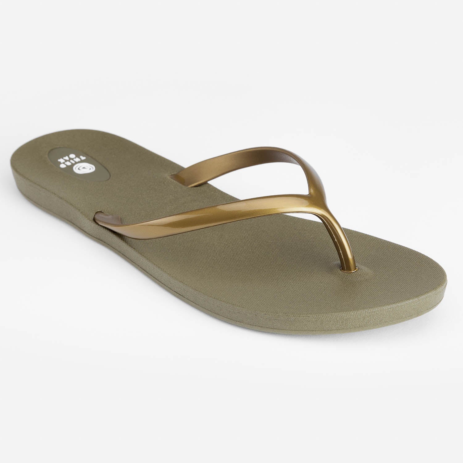 Sandals Scout Metallics Third Oak shimmer finish vegan cruelty free sturdy design made with bio based material 45% soy 100% recyclable made in the USA eco friendly flats flip flops stylish shiny cute clearance sale vacation good quality american made eco safe environmentally friendly best flats vacation open toe thongs good quality buy online clearance sale neutral color army green gold beach shoes dressy cute pretty elegant versatile dress up or down comfortable good travel carry on shimmer 