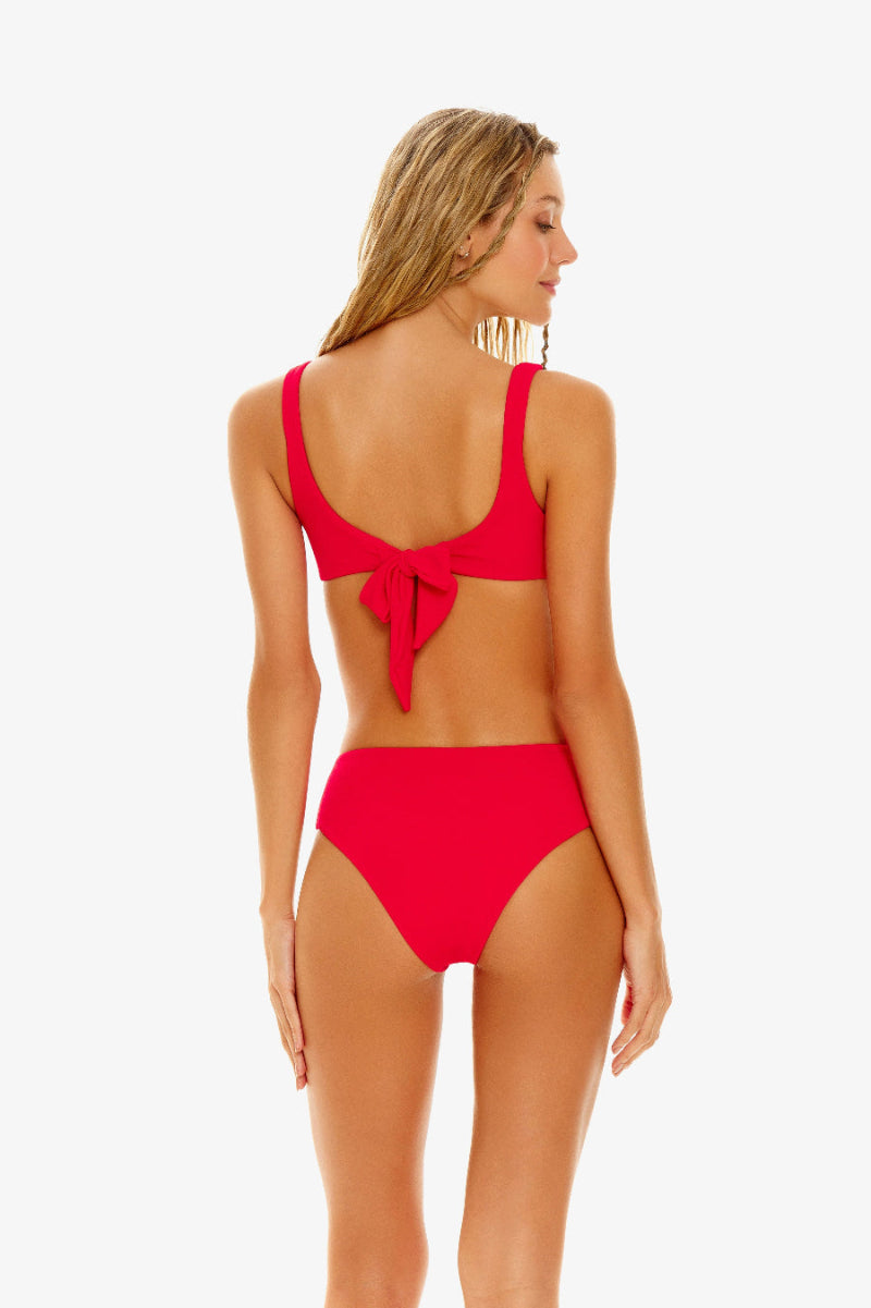 Side Cutout One Piece Swimsuit | Agua Bendita Laine Eames Solid red monokini high end luxury designer bathing suits usa ring front sexy high end vacation swimsuits online canada michigan texas influencer best online shopping swimwear website highly rated
