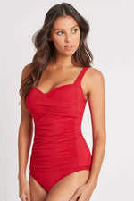 Slimming Tankini | Sea Level Australia Essentials Red Twist Front Multifit Singlet eco friendly sustainable swim ladies designer brand high quality sophisticated belly flattens tummy control adjustable straps expensive sexy tankini vacation swimsuits online mom stylish bathing suit elegant chic tummy toning tank top swimsuit red bright fancy st tropez maui greek islands best swimsuit to hide belly pooch good mom swimsuit expensive luxury brand name good website for ladies  flattering style buy supportive 14