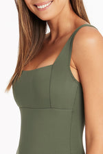 Square Neck One Piece Swimsuit Sustainable Sea Level Australia Essentials Eco best tummy control bathing suit canada sexy practical hidden underwire support internal bra D cup belly flattening bathing suit buy online cute pretty full bottom coverage smart and sexy mom swimsuit supportive large bust elegant fashionable vacation getaway gorgeous best swimsuits for women over 40 khaki green glamorous recycled fabric ladies compression shape wear stylish upscale premium maillot de bain curvy high end expensive 