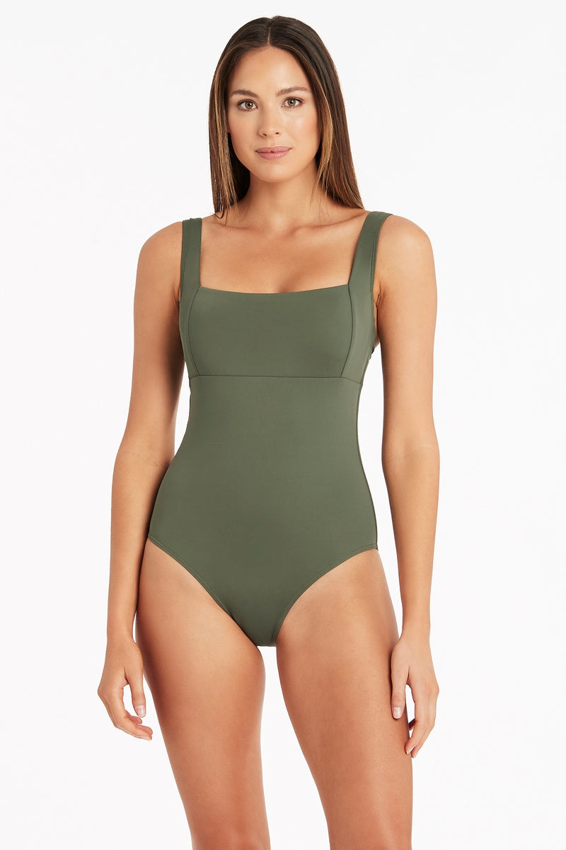 Square Neck One Piece Swimsuit Sustainable Sea Level Australia Essentials Eco best tummy control bathing suit usa sexy practical hidden underwire support internal bra DD cup belly smoothing bathing suit buy online cute pretty full bum coverage smart and sexy mom swimsuit supportive large bust elegant fashionable vacation getaway gorgeous good swimsuit for 40 yr old woman khaki green glamorous recycled fabric ladies compression shapewear stylish upscale premium maillot de bain curvy well made expensive luxe