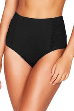 Tummy Control High Waist Swimsuit Bottoms | Sea Level Australia classy black swimsuit elegant sexy black slimming bathing suit shop online ruched bikini bottoms hide belly compression bikini bottoms high rise sophisticated best swim for mom bikini bottoms cover belley flattens flattering slimming black eco friendly sustainable swimwear boutique smart and sexy best bottoms for fat belly chic fashionable vacation bathing suits high end luxury best quality buy canada online resort bikinis expensive worth money